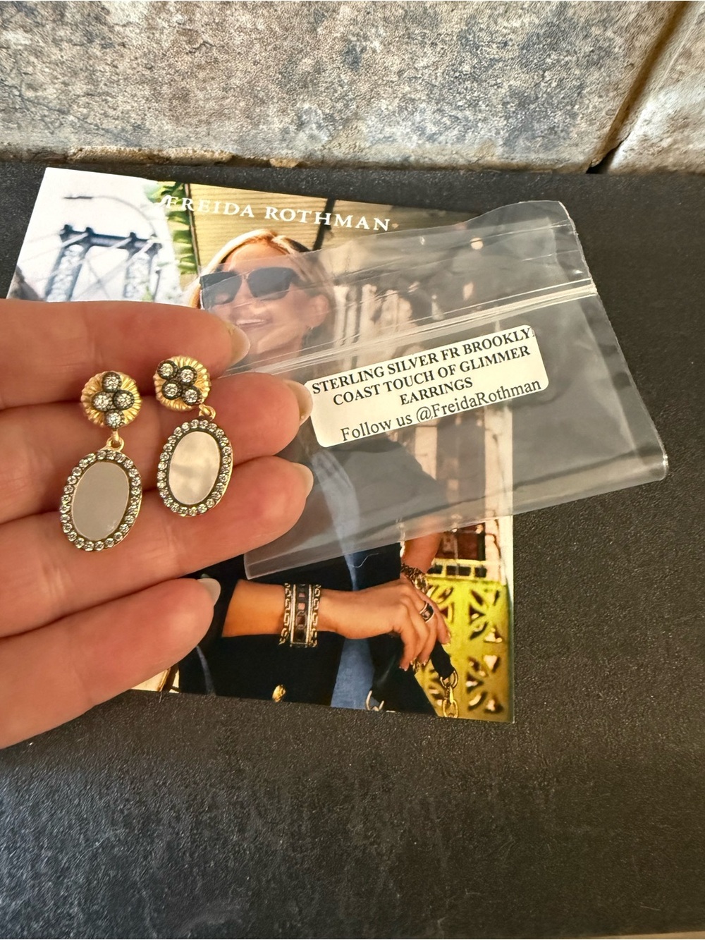 💥💥💥SOLD💥💥💥Freida Rothman Mother of Pearl Oval Drop Earrings